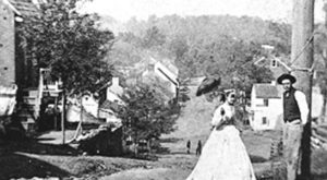 top of Main Street in the 1800s in the village of Waterford Virginia