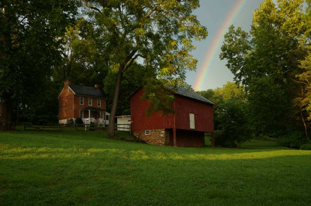 Rainbow over the Bond Street Barn in Waterford Virginia in Loudoun County